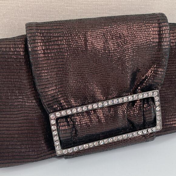Adrienne Vittandini Bronze Metallic Fabric Evening Bag Clutch New - Picture 2 of 16